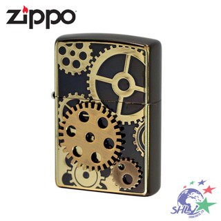 Zippo 日系經典打火機 - 齒輪 (金銅色限量版) / 雙電鍍蝕刻金屬貼飾 / BSB / ZP492【詮國】