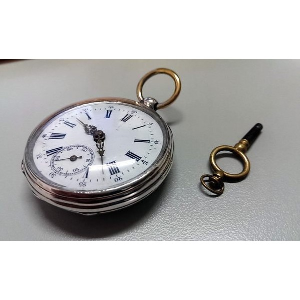 百年特殊鑰匙手上鏈實心800純銀懷錶