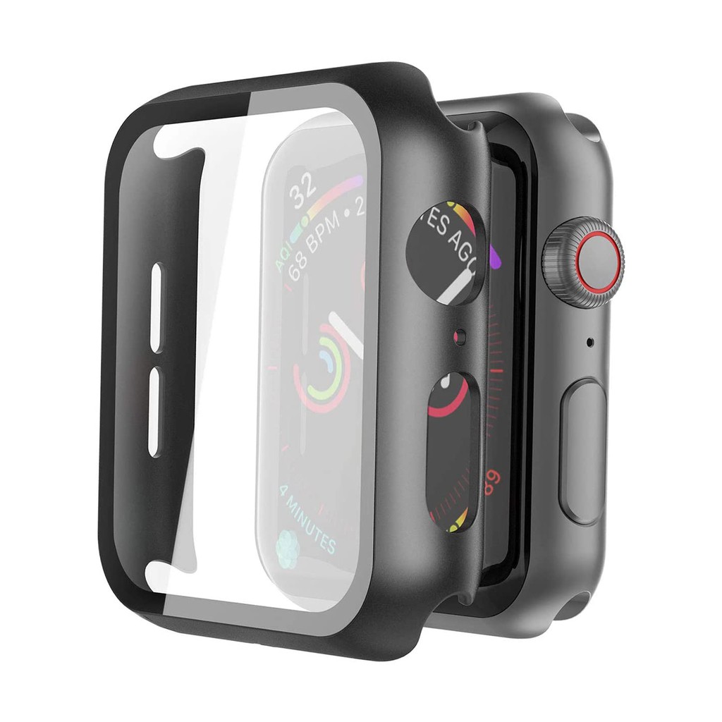 XIYU 適用於Apple Watch鋼化3D膜+保護殼iwatch保護蓋7/6/5/4/3/2/1 PC硬質全包
