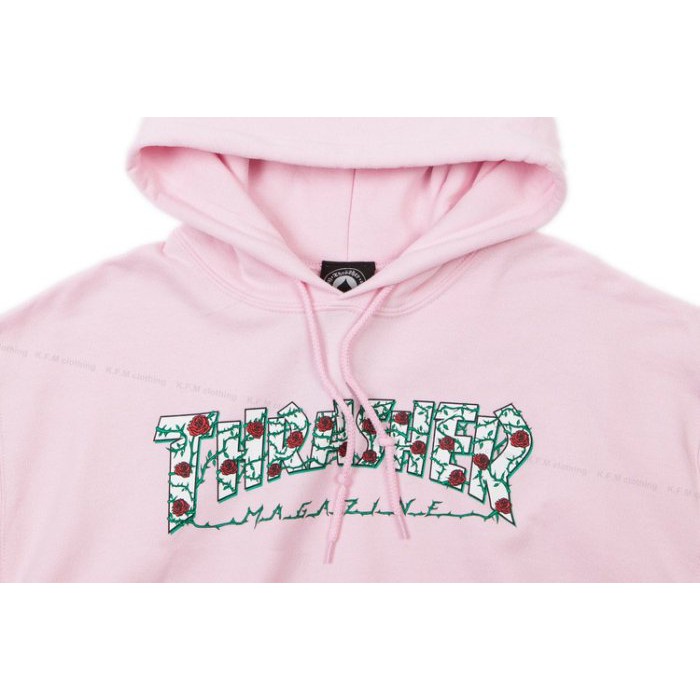 pink thrasher hoodie with roses