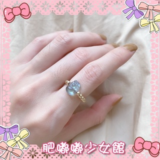 ⭐️現貨⭐️天然月光石水晶貔貅食指戒指女時尚個性小眾設計簡約冷淡風💗肥嘟嘟飾品批發💗