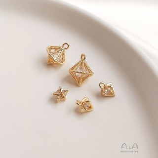 ALGD-YY618飾品廠家直出保色吊墜14K包金錐形鉆石形包鋯石吊墜diy耳環吊飾品項鏈手鏈掛件