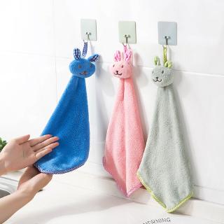 1my 廚房浴室掛巾可愛兔子小方巾珊瑚絨毛巾PP0622