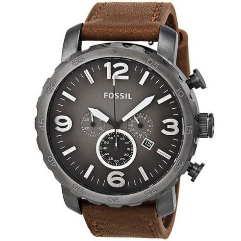 FOSSIL JR1424 手錶 50mm 大錶面 槍灰 鋼帶 計時 男錶女錶