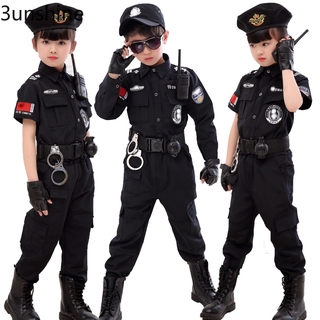 [7件套現貨]戰警服全套 萬聖節新年聖誕節小警官服裝兒童特警男童黑貓警長服特種兵軍裝 變裝派Cosplay角色扮演服