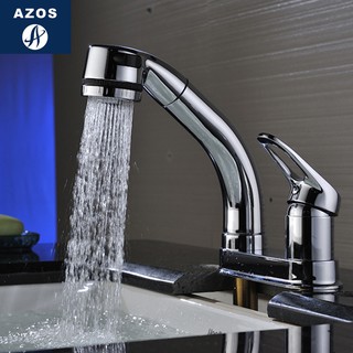 ~自制傢俱~AZOS雙孔面盆抽拉式水龍頭冷熱全銅帶花灑升降伸縮陽臺洗臉盆龍頭原創浴室廚房水龍頭