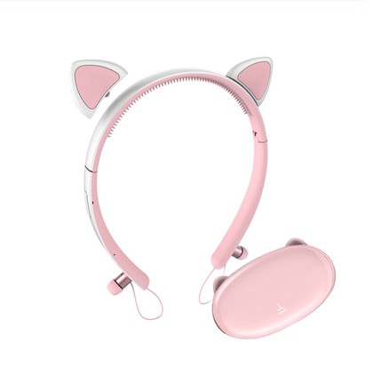 padmate/派美特 耳機入耳式通用女生可愛耳機發箍式藍牙貓耳耳機-MongDo標配（貓耳）
