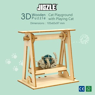 JC創意🍀 JIGZLE 貓咪 線團貓 貓咪樂園 3D立體木拼圖 聖誕節禮物 交換禮物 禮物 玩具 益智玩具