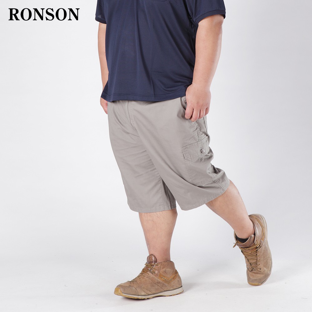 【RONSON大尺碼】灰卡其側腰鬆緊純棉多口袋短褲 2L-7L 加大尺碼高CP值 免運31501-45