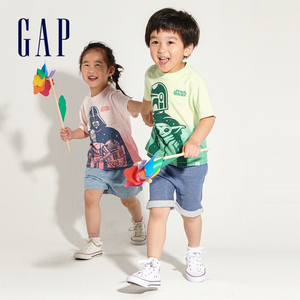 Gap 幼童裝 Gap x Star Wars星際大戰聯名 印花短袖T恤-黃綠色(681426)