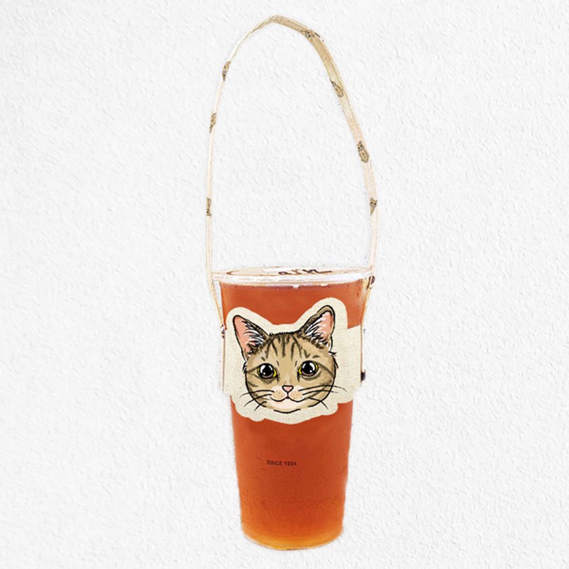 iShare愛現｜貓 7毛色 寵物造型隨行飲料杯套提袋  飲料杯袋