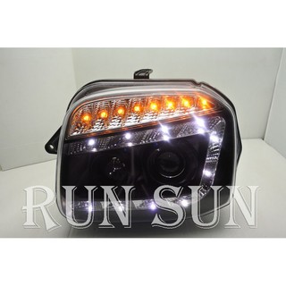 ●○RUN SUN 車燈,車材○● 全新 SUZUKI 鈴木 JIMNY LED ㄈ型R8魚眼黑底 大燈 LED方向燈