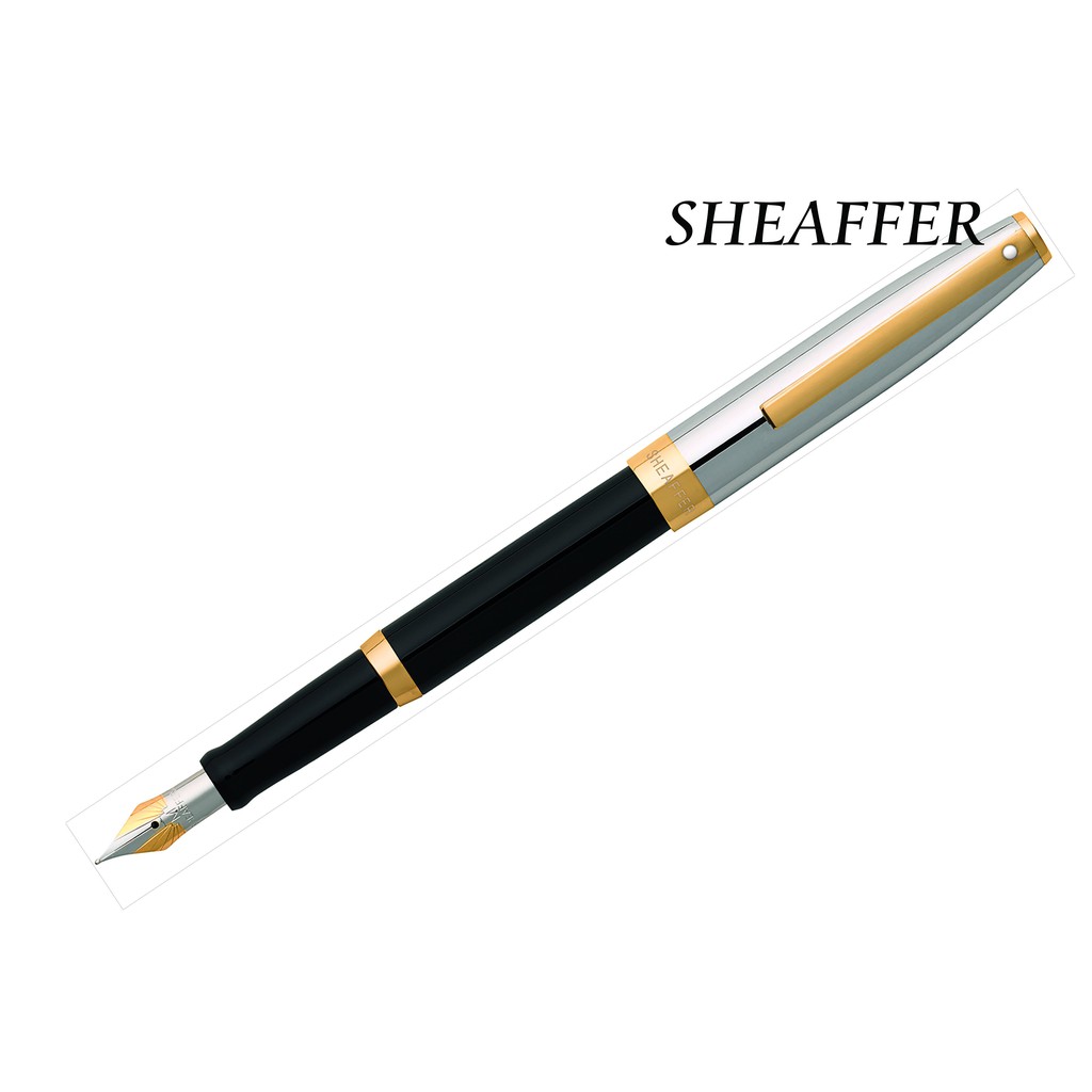 【筆較便宜】SHEAFFER西華 戰斧黑桿銀套金夾鋼筆 F 9475