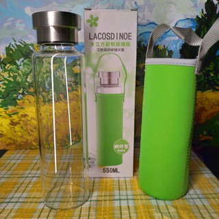 LACOSDINOE 水立方 耐熱玻璃瓶 冷熱兩用 550ML 翡翠綠 全新