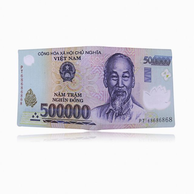 錢包 紙鈔短夾 錢包 鈔票包 皮夾  皮包 美金 台幣 造型短夾 贈品 越南幣500000