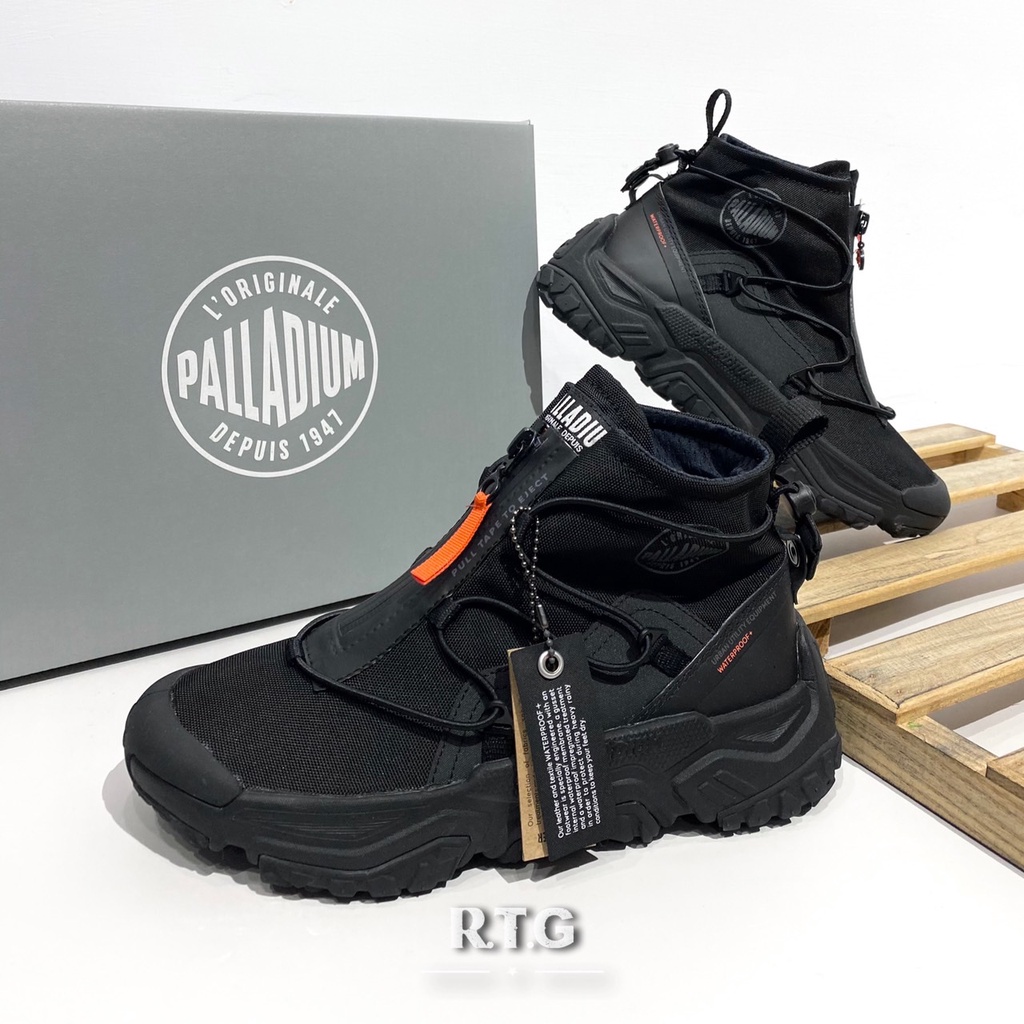 【RTG】PALLADIUM OFF GRID HI ZIP WP+ 黑色 拉鍊 襪套 輪胎鞋 男女 77169-010