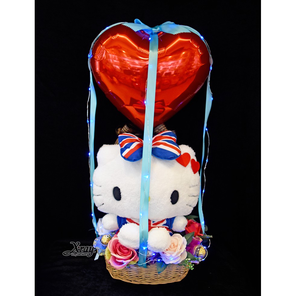Hello Kitty 45th英國國旗版幸福熱氣球，金莎花束/情人節禮物/婚禮佈置/派對慶生，節慶王【Y372162】