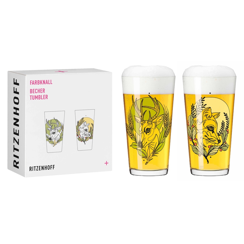 【德國 RITZENHOFF+】FARBKNALL 時尚圖騰啤酒/萬用對杯-共3款《WUZ屋子》水杯 玻璃杯