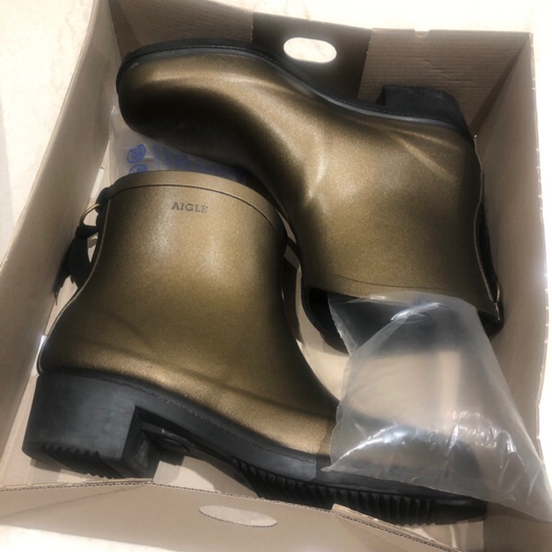 二手近新 正品專櫃Aigle 雨鞋 雨靴 低筒 黃金棕 38號