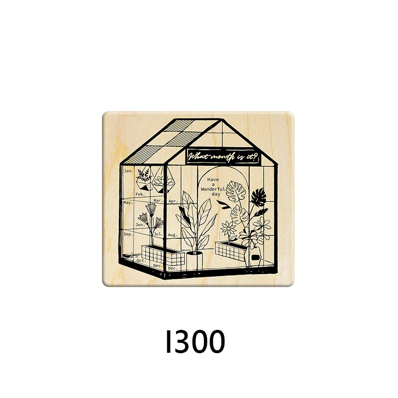 Micia 楓木印章-P394大野狼與小紅帽 透視月曆溫室 I300