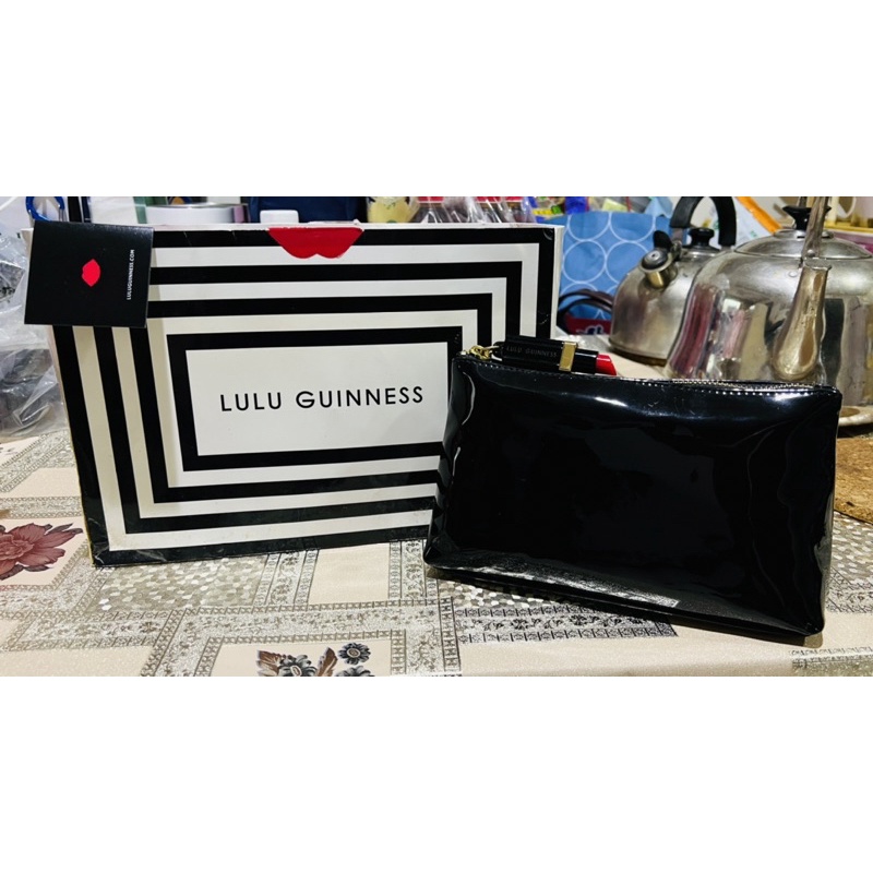 Lulu Guinness T-seam 亮黑 口紅包 手拿包 手提包 盥洗包 化妝包 非LV GUCCI CELINE