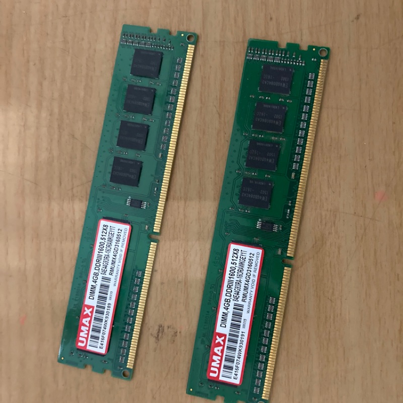 UMAX DDR3 1600 4G+4G 記憶體 單面顆粒