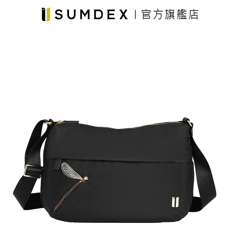 Sumdex｜中型流線側肩包(蜻蜓版) NOD-703BK-DT 黑色 官方旗艦店