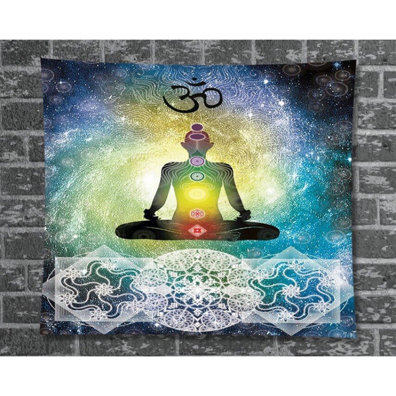 《彩雅寶石精品》七彩脈輪掛布 牆面背景裝飾畫布 掛壁牆毯瑜伽印度曼德拉 打坐冥想 150*200大尺寸