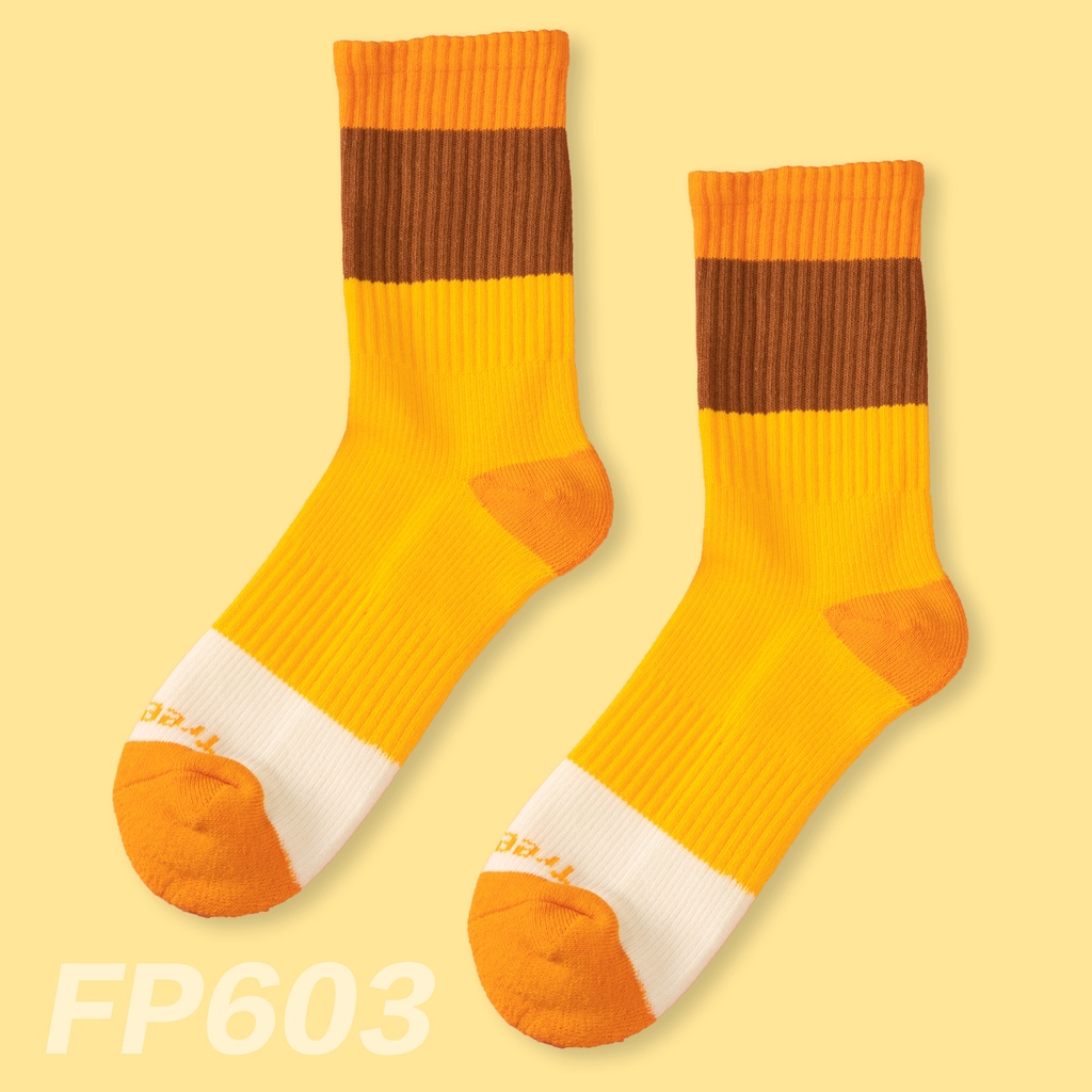 足立康TreeCom除臭襪 日系風漸層拼色減壓型高筒襪 女襪款 型號FP603（黃色）