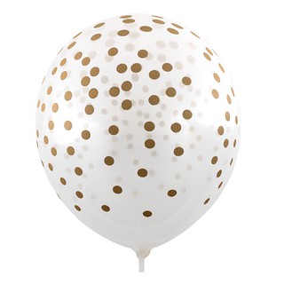 派對城 現貨【12吋點點氣球5入-透明金點】 歐美派對 生日氣球 乳膠氣球 派對佈置 拍攝道具