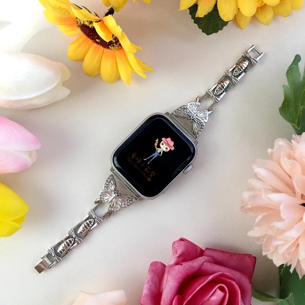 現貨 Apple Watch 鑲鑽蝴蝶金屬錶帶 設計款-破繭成蝶 蘋果錶帶 實搭超讚♥愛呀！莉奈