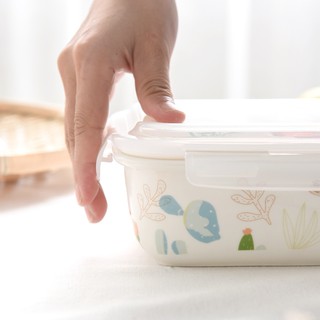 現貨分格陶瓷飯盒保鮮碗日式帶蓋可微波爐上班學生帶飯便當盒保溫分隔