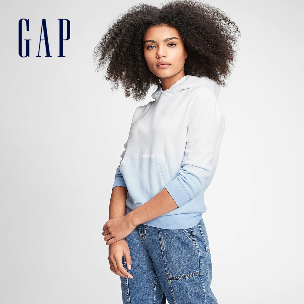 Gap 女童裝 帽T Teen少女系列-藍色浸染(664545)