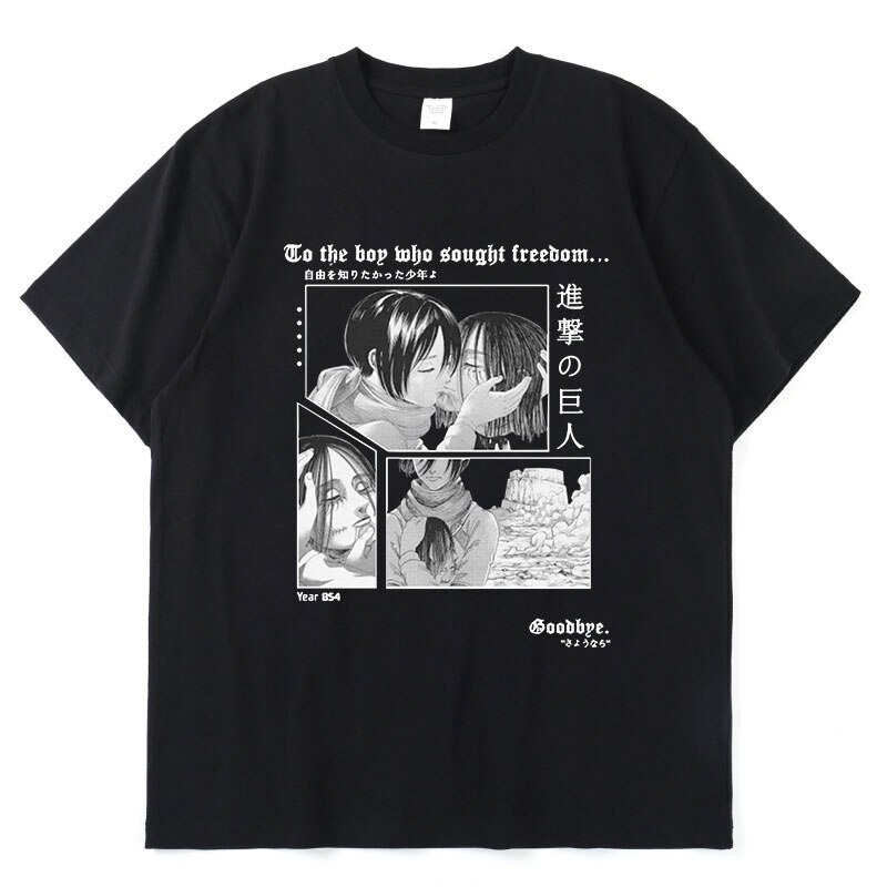 日本動漫進擊的巨人三笠阿克曼t恤男shingeki No Kyojin Eren Yeager T恤漫畫運動男T恤