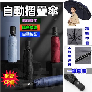 自動摺疊傘 一鍵開關 黑膠抗UV 自動折疊傘 摺疊傘 自動傘 遮陽傘 防曬傘 晴雨傘 雙人傘 陽傘