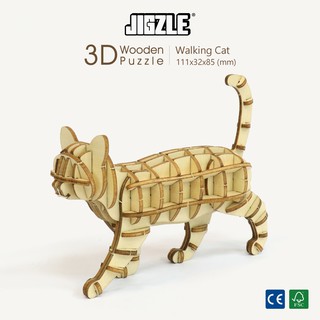 JC創意🍀 JIGZLE 貓咪 步行的貓 3D立體木拼圖 聖誕節禮物 交換禮物 禮物 玩具 益智玩具