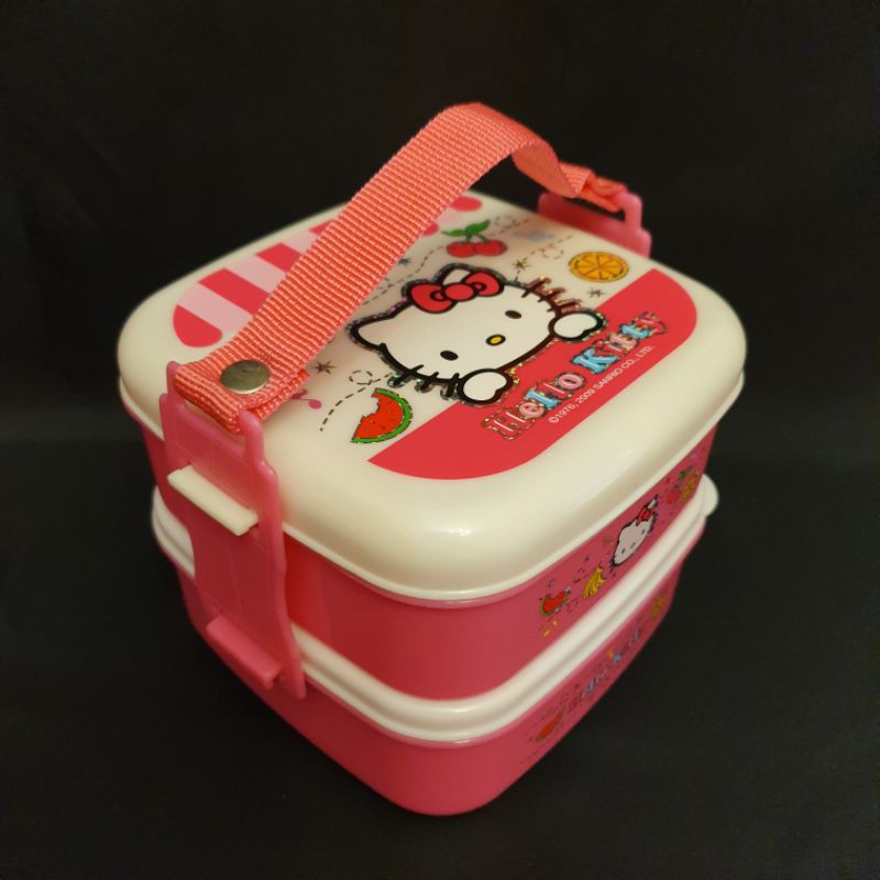 KITTY 韓國限量版  (雙層）閃亮亮水果樂園手提野餐盒 便當盒 保鮮盒 有內分格