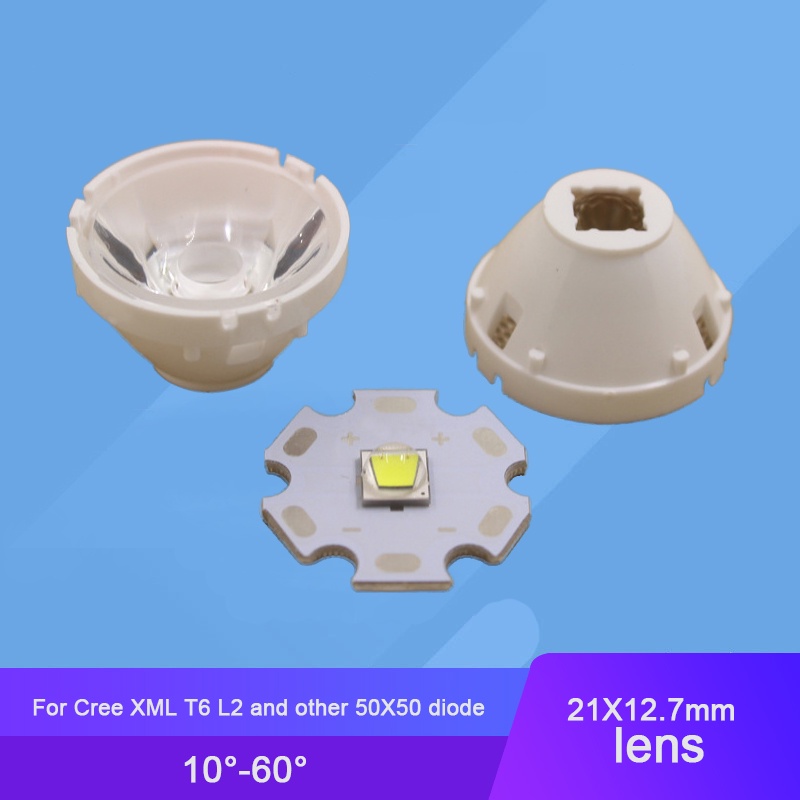 5 個 LED 透鏡,帶 21 毫米支架,用於 Cree XML T6 L2 5050 二極管