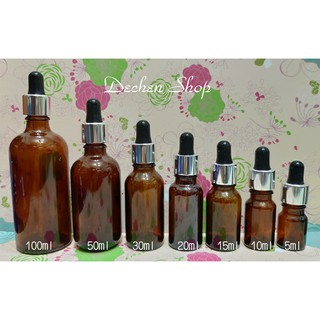 5ml/10ml/15ml/20ml/30ml/50ml/100ml銀蓋茶色玻璃滴管瓶/吸管瓶/精油滴管瓶/滴管精油瓶