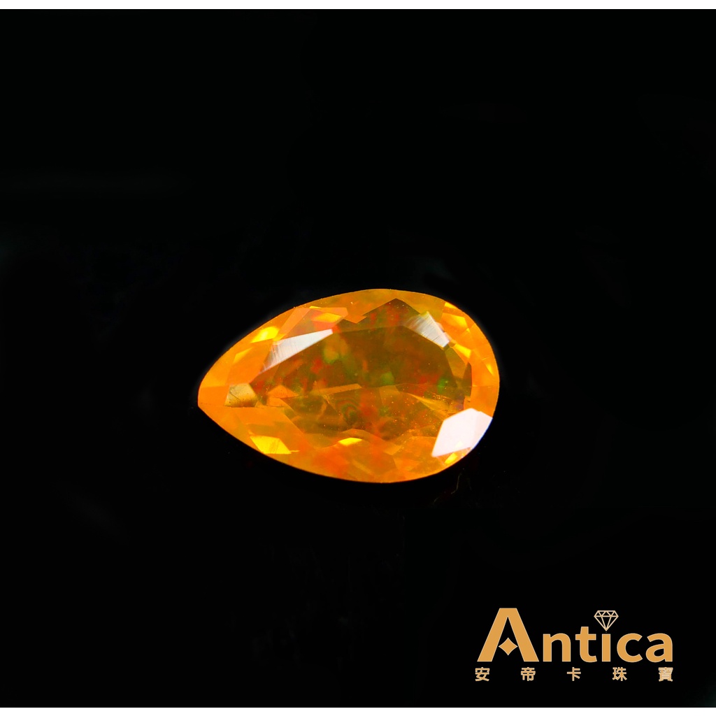 [ANTICA] 火蛋白 fire opal 1.29克拉 水滴 黃色 橘色 墨西哥 天然寶石 （彩色寶石）安帝卡珠寶