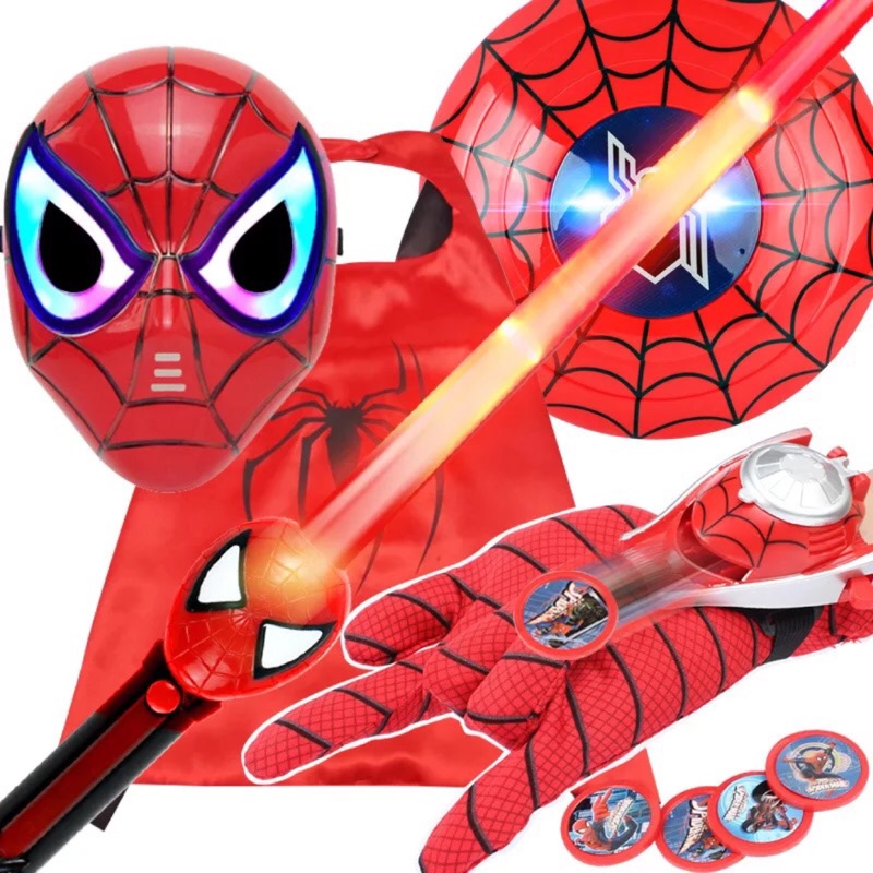 蜘蛛人套裝 下單區》蜘蛛人手套 蜘蛛人面具披風蜘蛛人寶劍 光劍武器復仇者聯盟超人面具 蜘蛛人COS變身服裝