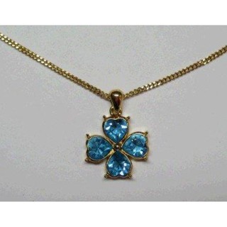 專櫃品牌 SWAROVSKI 女藍色水晶透亮十字金項鍊鎖骨鍊