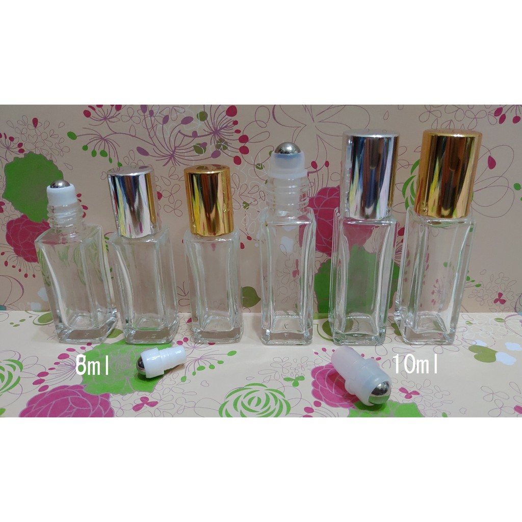 8m 10ml 方形厚瓶鋼珠玻璃滾珠瓶 透明玻璃滾珠瓶 香水滾珠瓶 精油滾珠瓶 可分裝多特瑞精油 百靈油 白花油 蝦皮購物