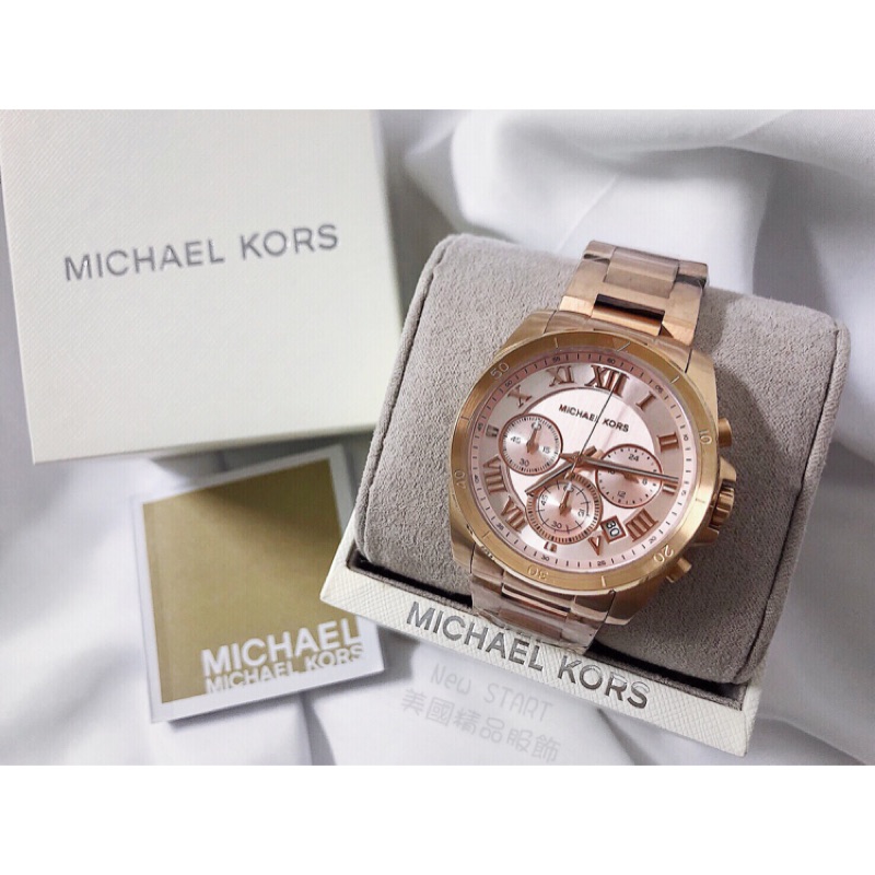 【New START精品服飾-員林】Michael Kors 玫瑰金 羅馬 鋼帶 三眼計時 手錶MK6367
