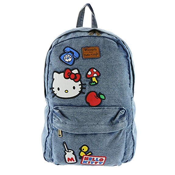美國Loungefly Hello Kitty Icon Patch Backpack 三麗鷗授權 單寧凱蒂貓 後背包