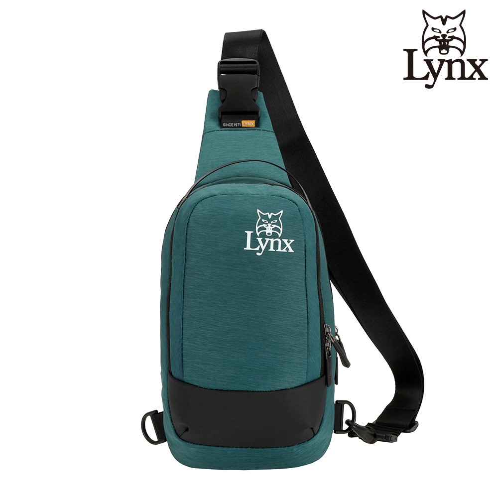 【Lynx】美國山貓極簡休閒防潑水布包單肩包 胸包 湖水綠 LY39-2P51-46