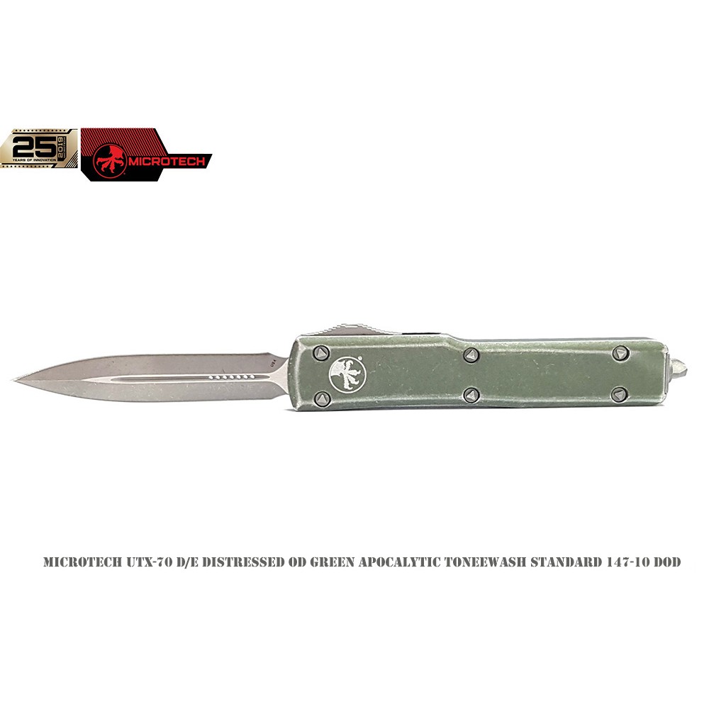 【瑞棋精品名刀】Microtech 147-1 UTX70綠鋁柄彈簧刀CTS-204鋼 末日石洗平刃$12100元