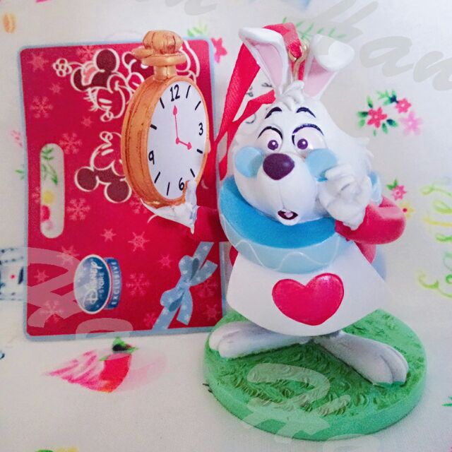 迪士尼 愛麗絲 絕版 時鐘兔 吊飾 陶瓷 公仔 扭蛋