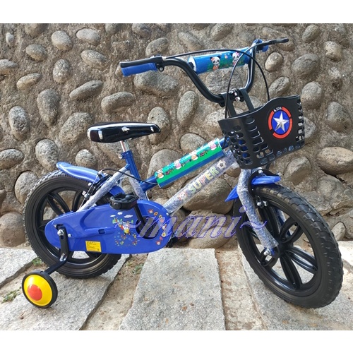 16吋腳踏車兒童腳踏車 MIT台灣製 ◎臀寬座墊 ◎ 組好出貨 ☆曼尼☆ 黑座 熊貓 可愛掛藍 輔助輪.雙管加強