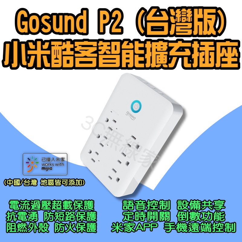 ◀ 小米酷客智能擴充插座 ▶ P2 米家 Gosund wifi插座 智能插頭 智慧插頭 智慧插座 定時器 定時開關